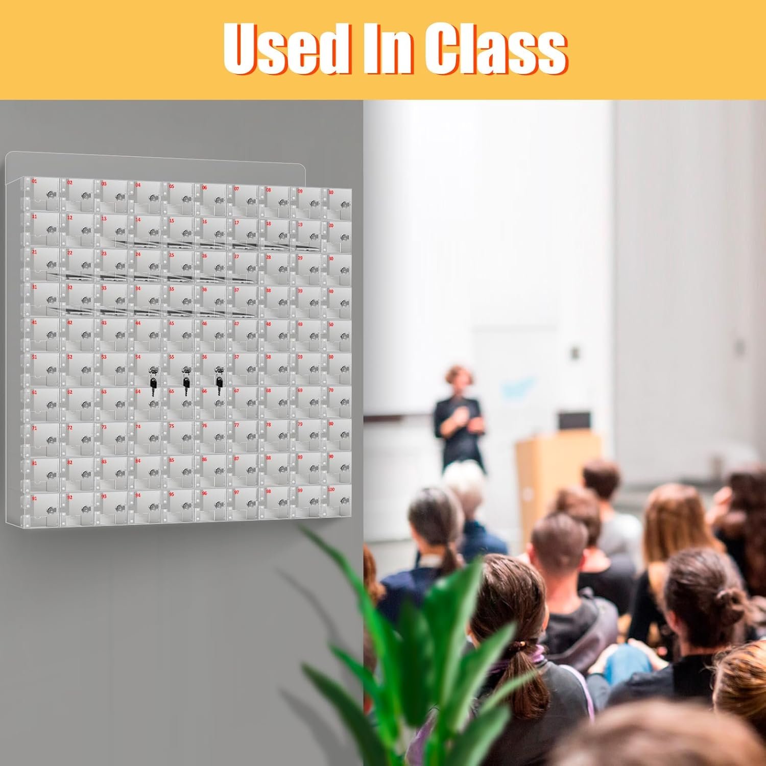 buy in bulk jumtop 100 slots wall mounted acrylic cell phone locker,clear cell phone locker box with keys, cell phone locker for classroom source from factory