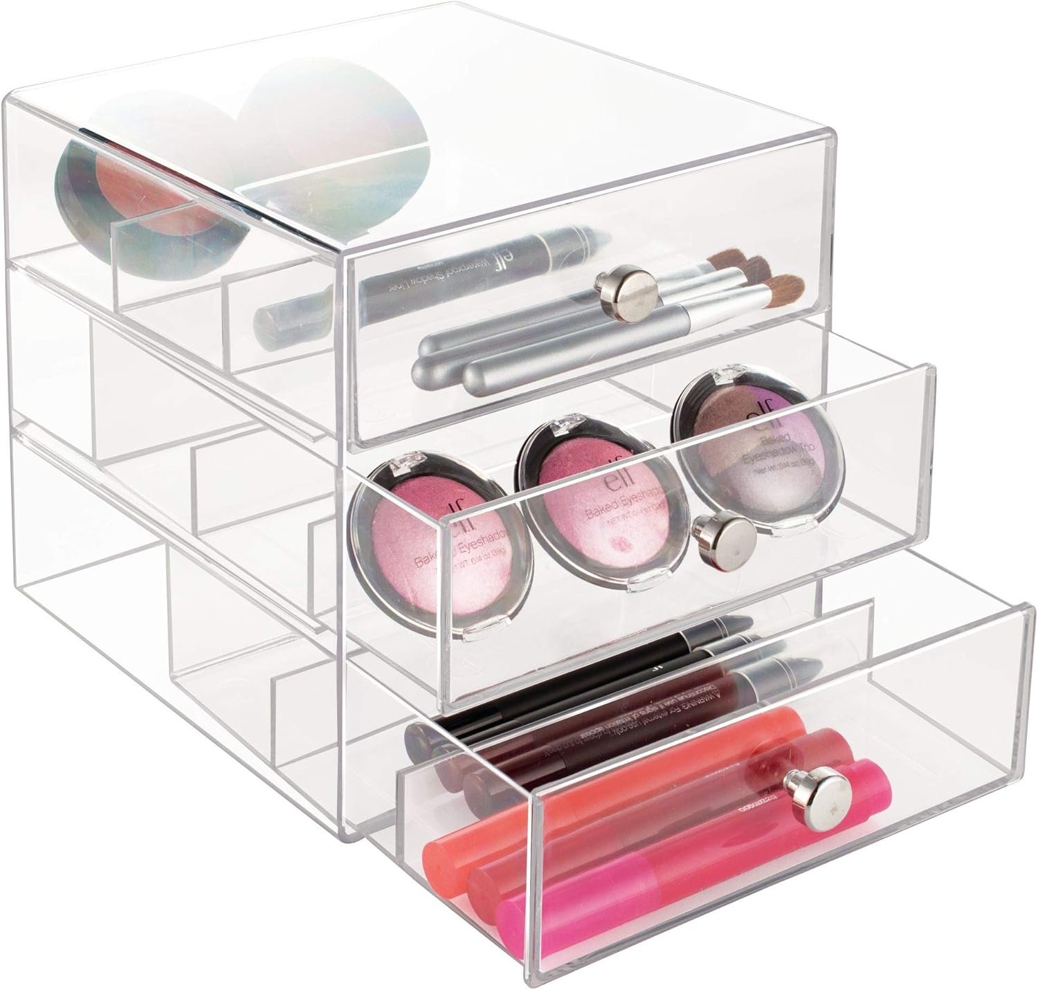 buy in bulk idesign plastic divided 3-drawer vanity & countertop organizer – 7" x 6.5" x 6.5”, clear source from factory