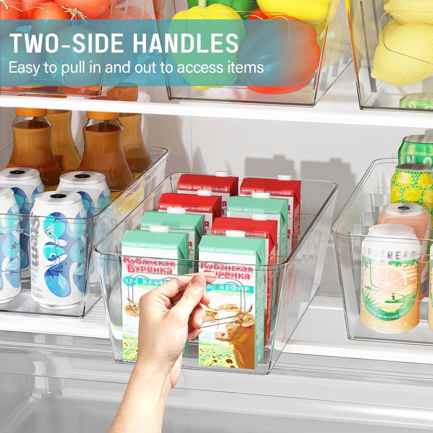 factory direct spacekeeper storage organizer bins 6 pack clear pantry organization and storage containers with removable dividers, plastic stackable storage bins for cabinet, kitchen, fridge, countertops oem/odm services