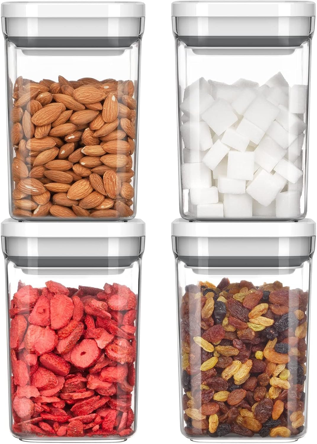 factory direct mr.siga 4 pack airtight food storage container set, bpa free kitchen pantry organization canisters with one-handed leak proof lids, 1l / 33.8oz, medium, white oem/odm services