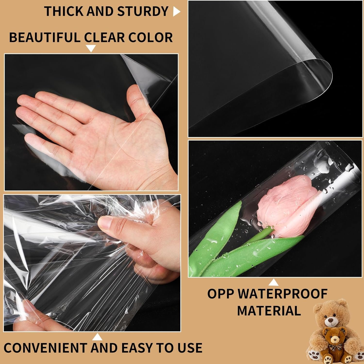 trade price 6pcs extra large cellophane bags 40x50 inch clear cellophane gift bags cellophane wrap for gift baskets 2.5 mil thick wholesale supplier