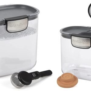 factory direct progressive international prokeeper+ clear plastic airtight food baker's kitchen storage organization container canister set with magnetic accessories, 2- piece set (powdered & brown sugar 1.4-quart) oem/odm services