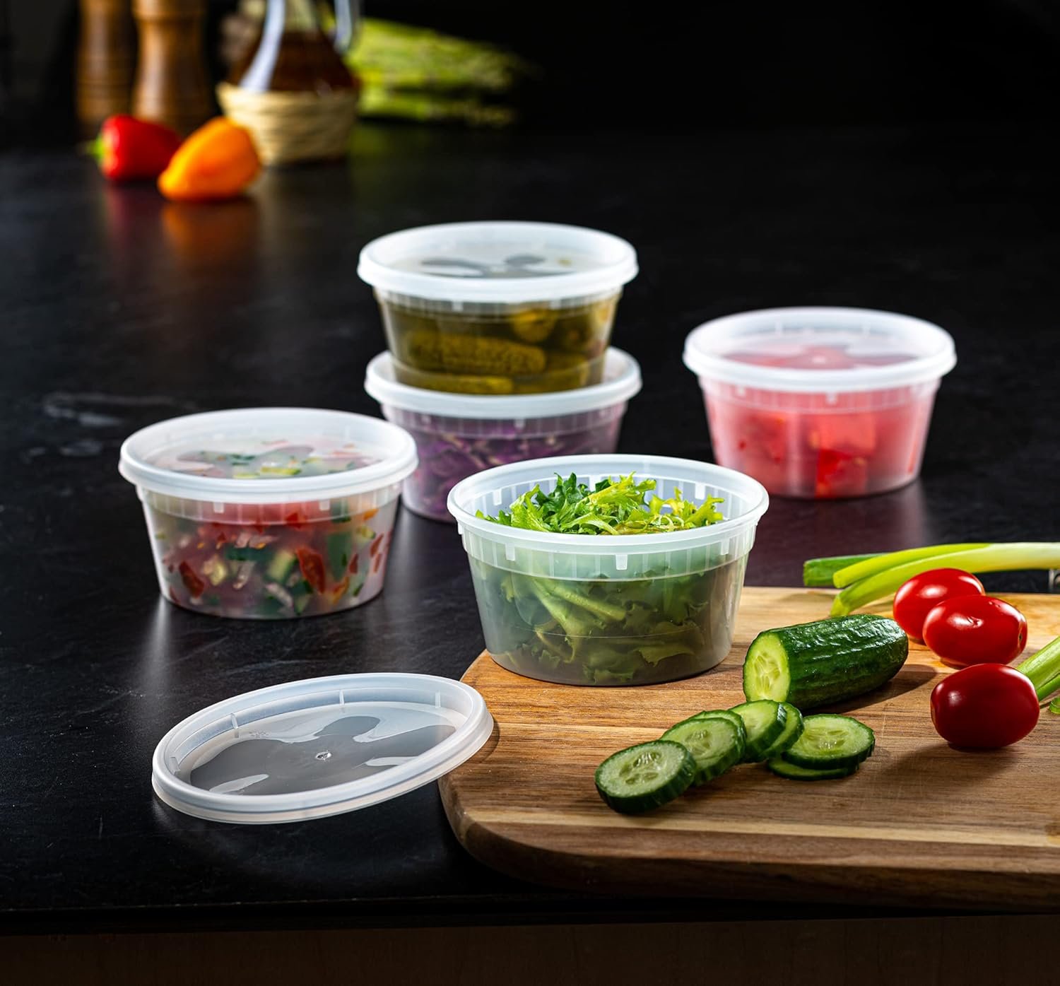 direct bulk orders pantry value [12 oz. - 48 count plastic food storage deli containers with lids - perfect for storing soups, sauces, and snacks low-cost wholesale