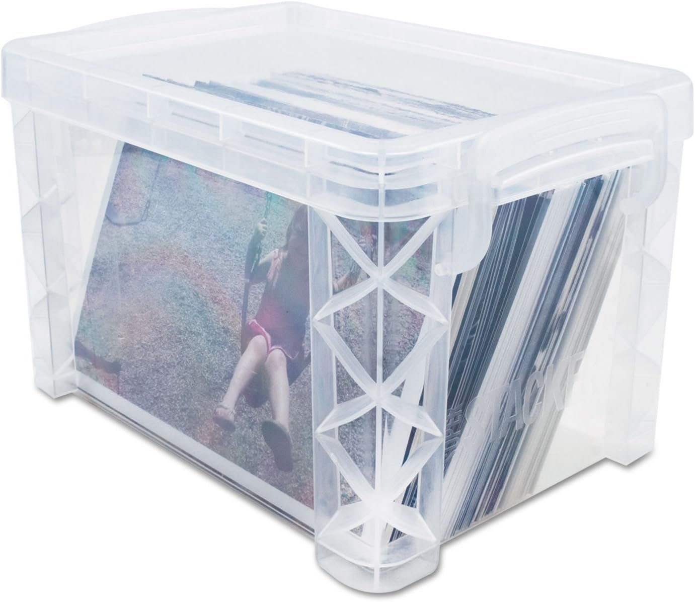 factory price advantus super stacker storage boxes, holds 400 3 x 5 cards, 6.25 x 3.88 x 3.5, plastic, clear volume discount