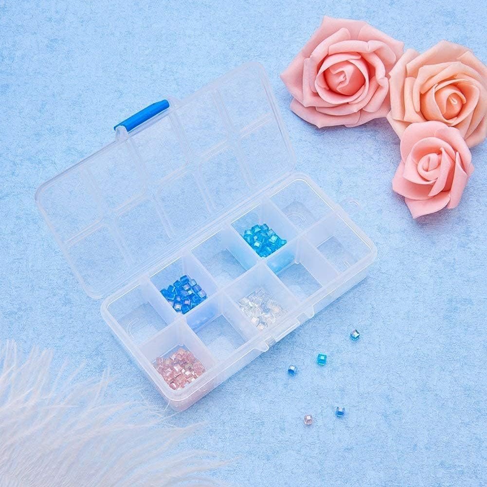 factory price 4 pcs 10 grids 5 inch x 2.5 inch adjustable small removable clear plastic jewelry organizer divider storage box jewelry earring tool containers (white (10-grid) 4pcs) volume discount