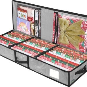 trade price baleine soft christmas wrapping paper storage bag, 40" durable pe gift wrap storage bag with flexible partitions and pockets for ribbon, accessories (grey) wholesale supplier