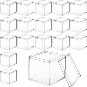 manufacturer direct chengu 18 pack acrylic boxes clear acrylic cube small square storage box acrylic box with lid acrylic display box small container clear candy cubes for candy jewelry display (2.6 x 2.6 x 2.6 inch) supplier direct