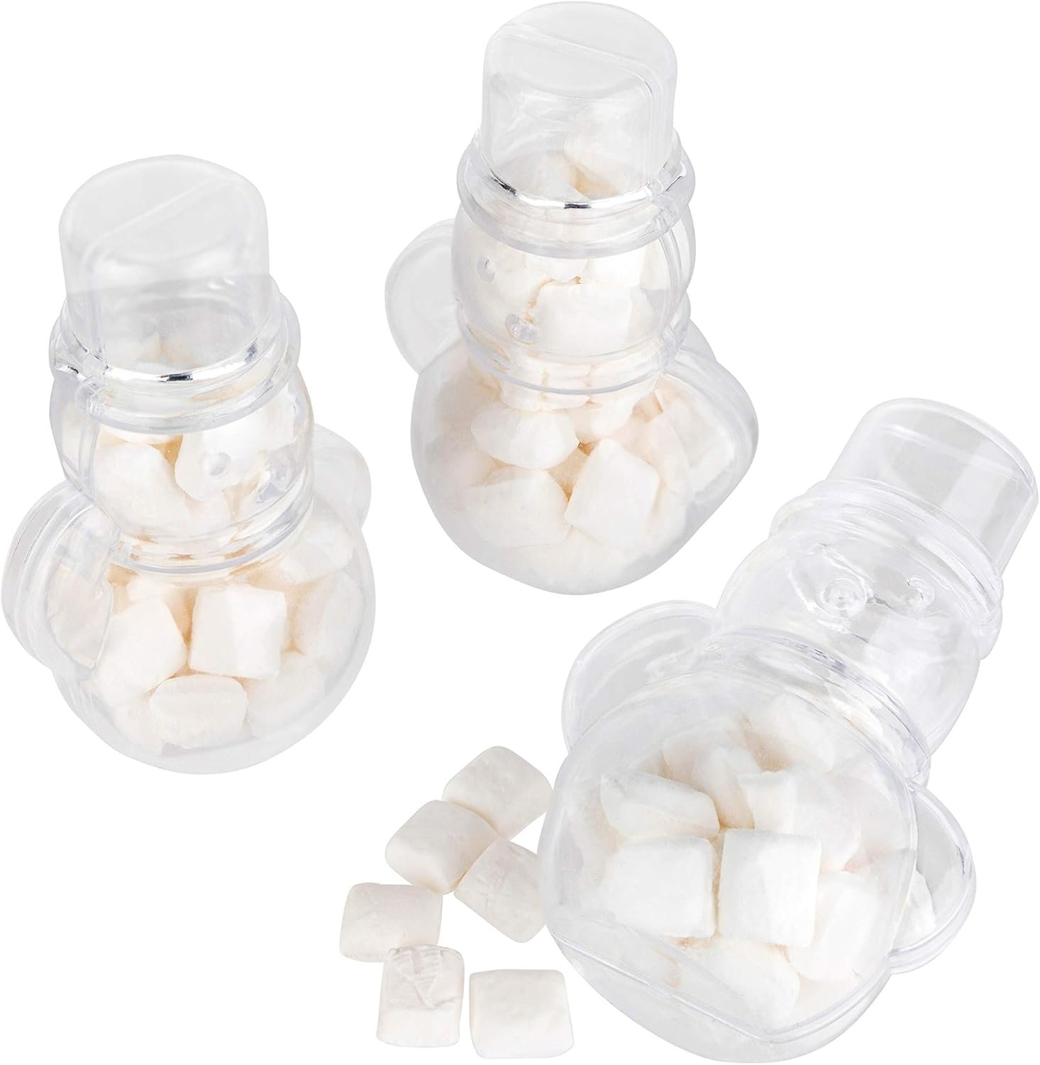 manufacturer direct hammont snowman shaped acrylic candy boxes - 12 pack - 1.57"x3.54" - perfect for weddings, birthdays, party favors and gifts | designer cute clear lucite plastic treat containers supplier direct