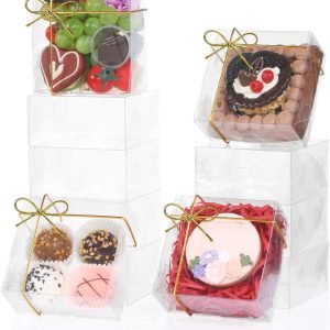 trade price 100pcs 4x4x2 inch clear pastry gift boxes bakery boxes cookies boxes soap boxes dount boxes chocolate covered strawberries boxes truffle boxes browine cake boxes treat boxes for party favors wedding wholesale supplier