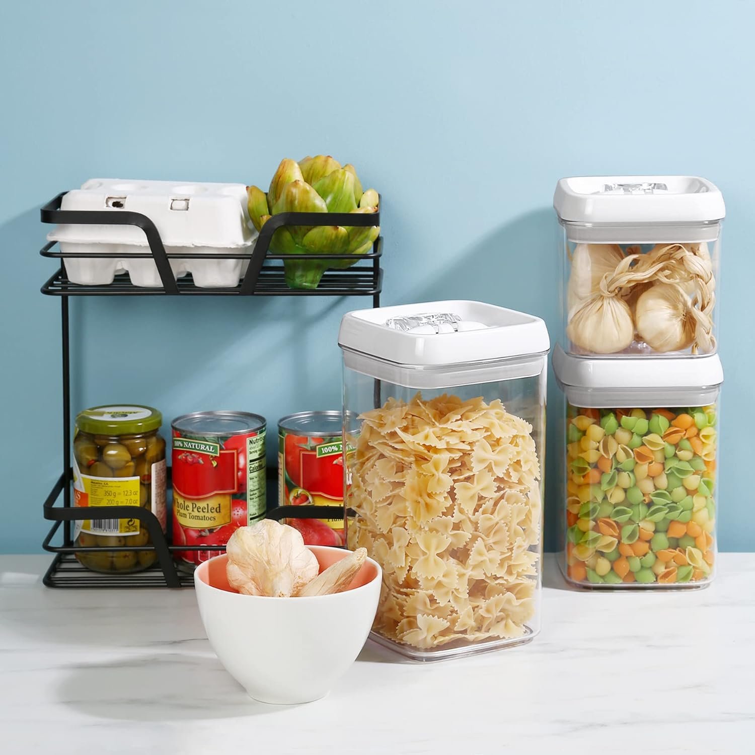 direct bulk orders felli flip tite food storage container with lid 5” large airtight easy open ring lock top, acrylic canister jar for rice sugar flour protein powder, kitchen pantry organizer christmas gift (1.8 qt) low-cost wholesale