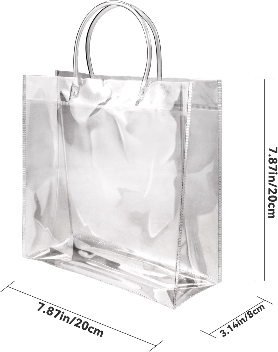 manufacturer direct badenbach 16 pcs clear gift bags with handle,7.87" x 7.87" x 3.15", plastic small clear gift bag clear goodie bag tote bags clear party favor bags for wedding birthday baby shower halloween christmas supplier direct
