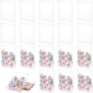 manufacturer direct wopplxy 80 pcs clear favor boxes, 5 x 4 x 1.2 inch clear cookie boxes, rectangle pvc transparent gift boxes, clear treat boxes for packaging dessert, candy,wedding party supplies, valentine's gift supplier direct
