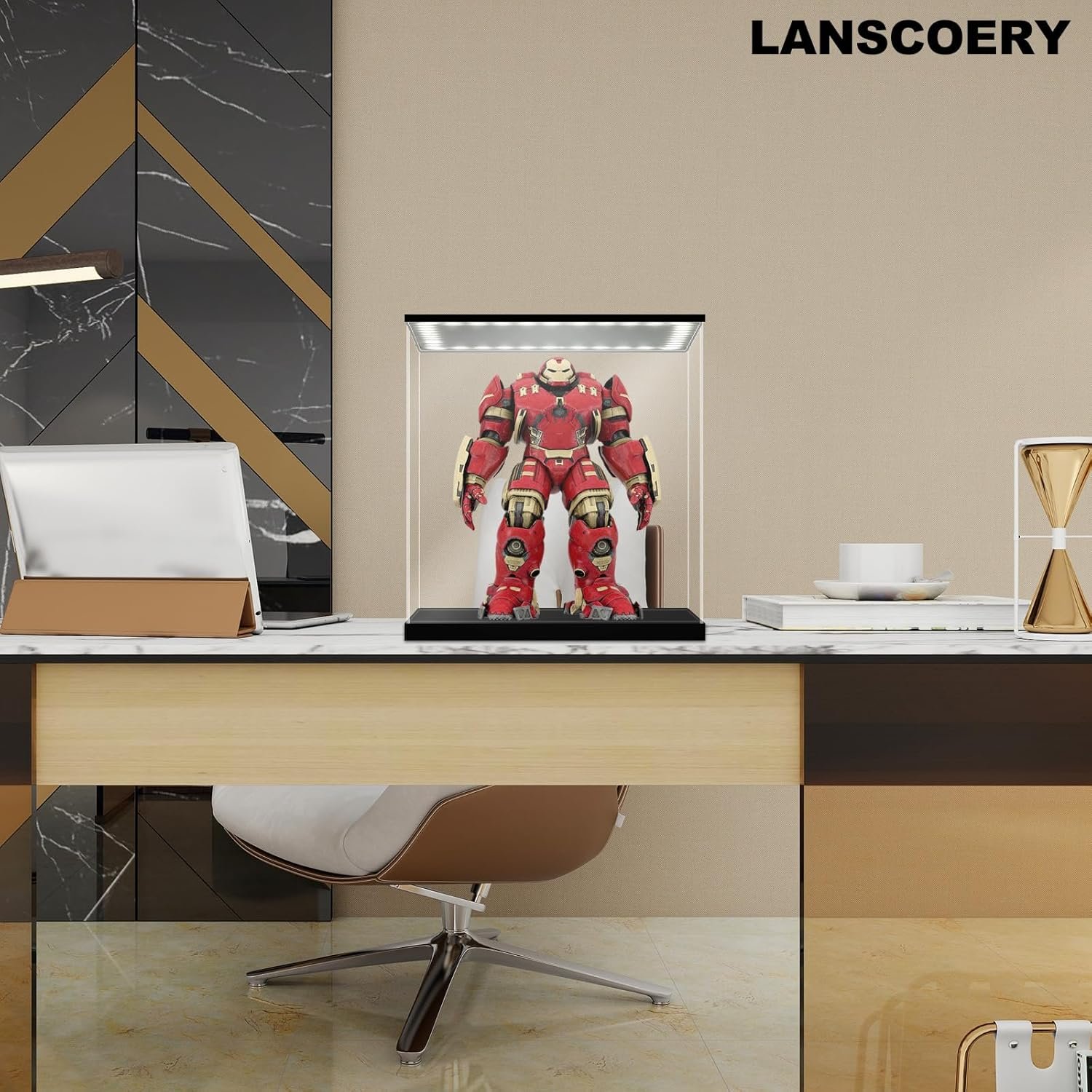 buy in bulk lanscoery clear acrylic display case with light, assemble small cube display box stand with black base, dustproof protection showcase for collectibles memorabilia figurines (4x4x4inch; 10x10x10cm) source from factory