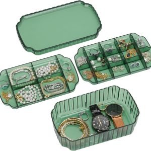 buy in bulk leture 3-layer jewelry organizer box for earrings, rings, necklaces, bracelets, clear plastic bead storage containers for crafts (green) source from factory