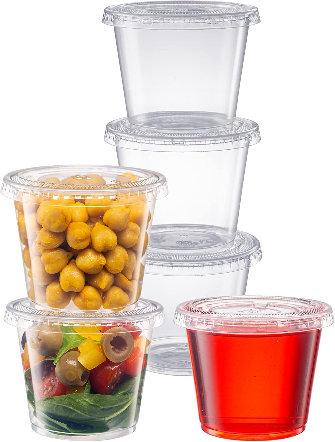 factory direct pantry value [5.5 oz. - 100 count clear disposable plastic portion cups with lids - small plastic condiment containers for sauce, salad dressings & portion control oem/odm services
