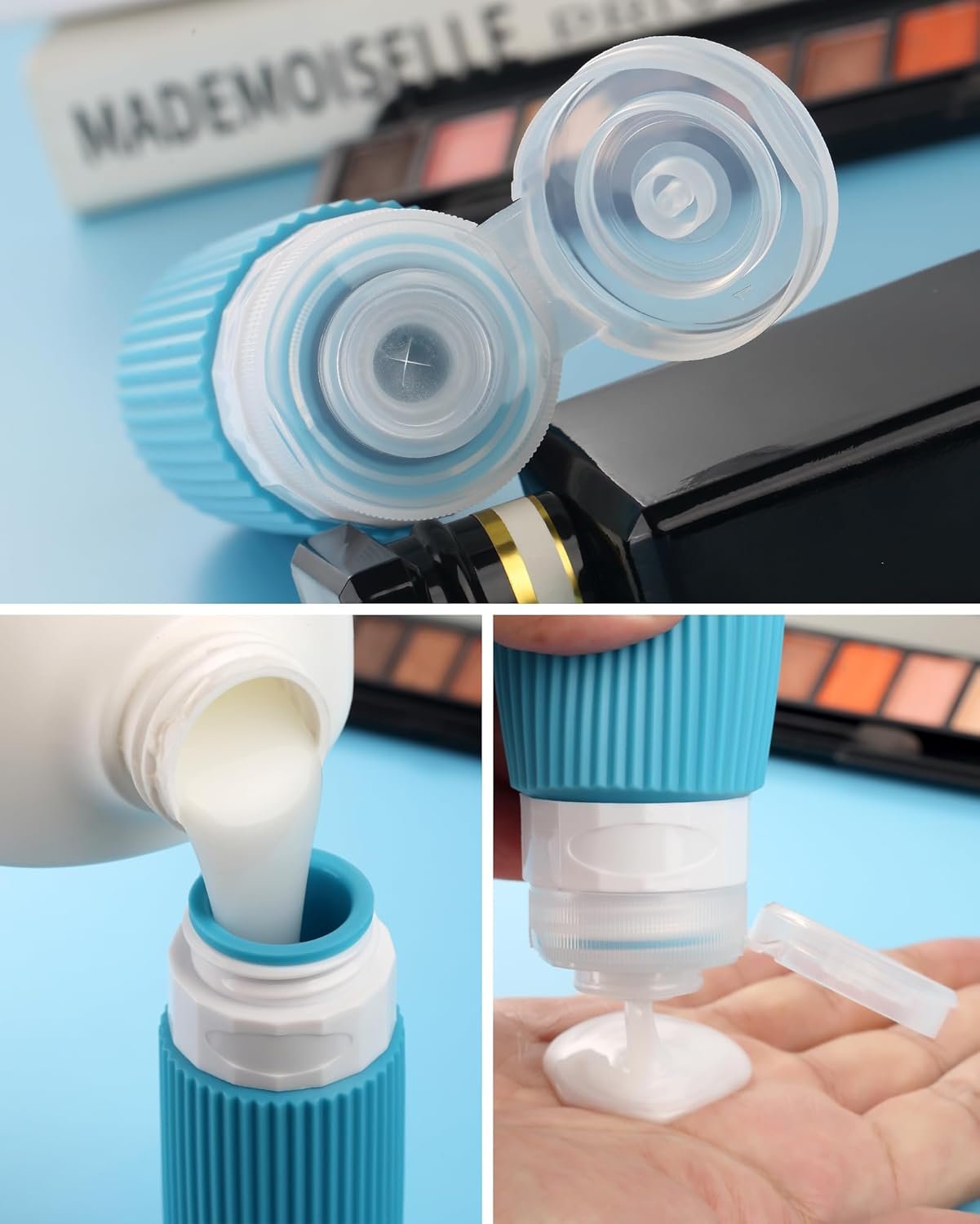 factory direct travel bottles for toiletries 8 pack, tsa approved travel size toiletries 3 oz, travel containers for toiletries, with clear bag, leak proof silicone squeezable travel essentials creams jars oem/odm services