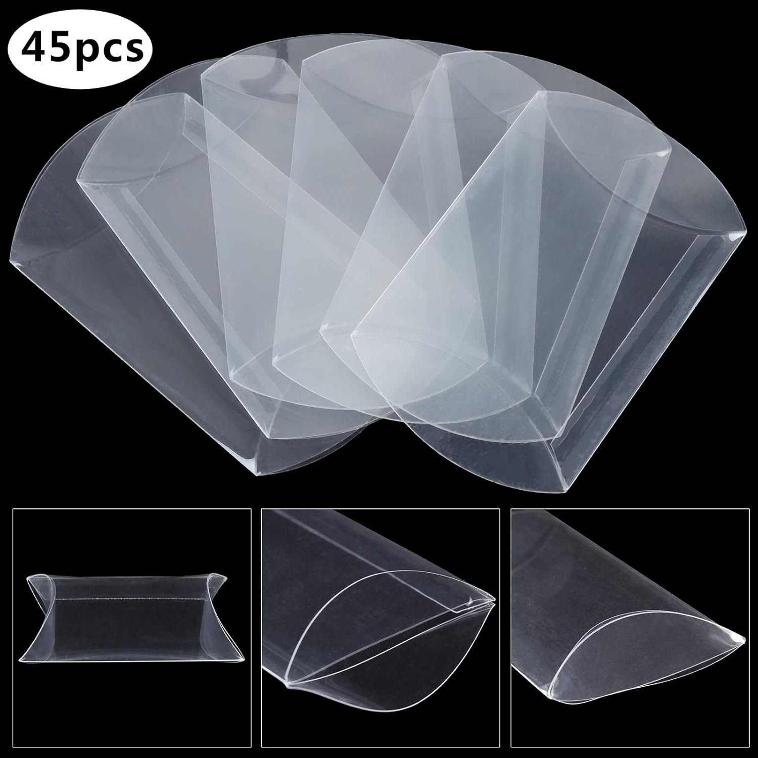 manufacturer direct 45 pcs 5.51 x 3.54 x 1.18 inch clear plastic pillow gift boxes candy treat gift box transparent party favor boxes sweet bags for wedding bridal shower baby shower birthday party supplies supplier direct