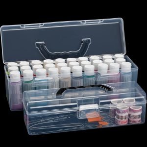 buy in bulk udefineit 2 sizes portable clear acrylic paint organizer boxes with handle, empty craft paint storages for paint bottle/brush, hold up to 30 bottles of 2 fl. oz acrylic paints, plastic long pencil box source from factory