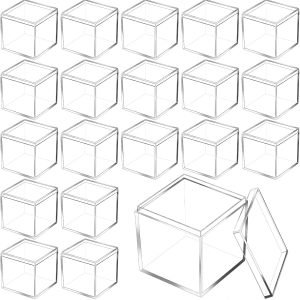 manufacturer direct tuanse 40 pcs acrylic box with lid clear small acrylic box plastic square cube with lid mini acrylic containers display box 2.2 x 2.2 x 2.2 inch for candy pill tiny jewelry toys gifts supplier direct