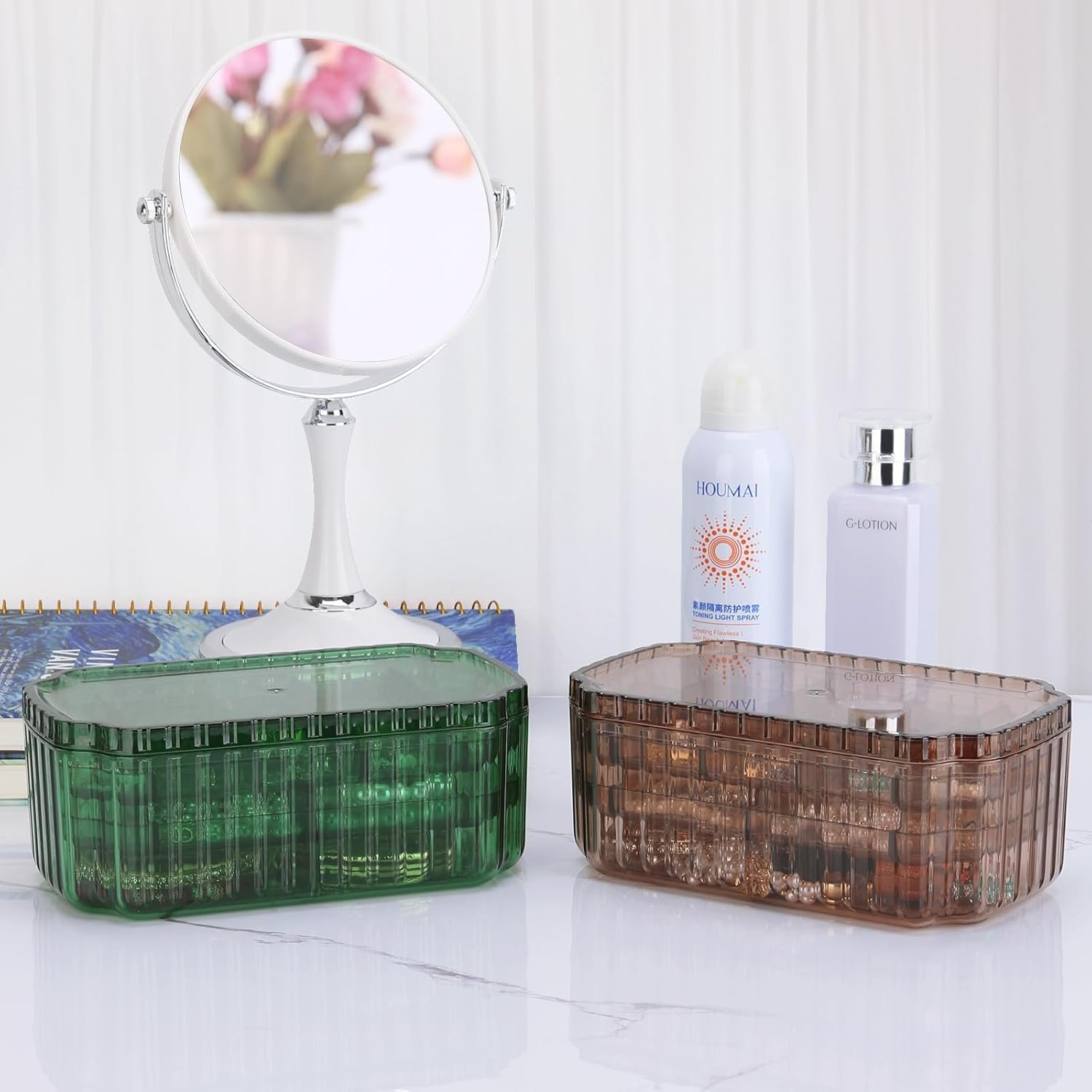 buy in bulk leture 3-layer jewelry organizer box for earrings, rings, necklaces, bracelets, clear plastic bead storage containers for crafts (green) source from factory