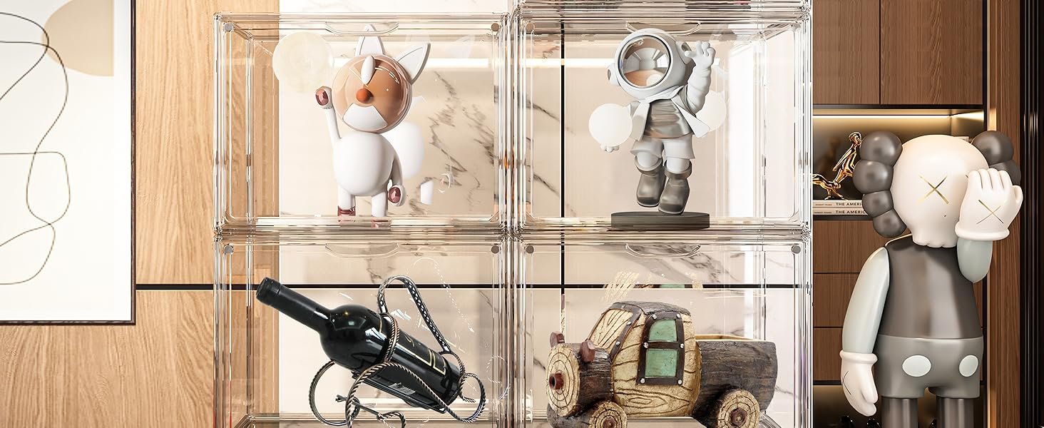 buy in bulk dilibra 4 packs clear plastic handbag storage organizer for closet, acrylic display case for purse and handbag, stackable storage boxes bag organizer with magnetic door for clutch wallet book toys source from factory