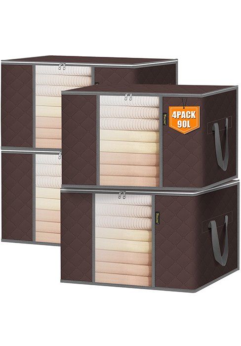 factory price baleine 2 pack clothes storage bags, 24 gallon storage containers with reinforced handle sturdy zipper, closet storage for blanket comforter pillow bedding (grey, 2 pack) volume discount