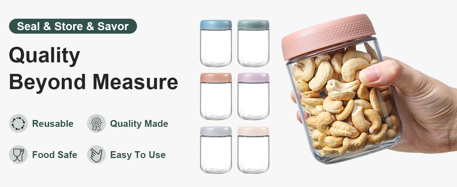 direct bulk orders netany 6-pack 16 oz overnight oats containers with lids, glass jars with airtight lids, wide mouth mason salad jars, glass food storage containers for snacks yogurt spice sugar low-cost wholesale
