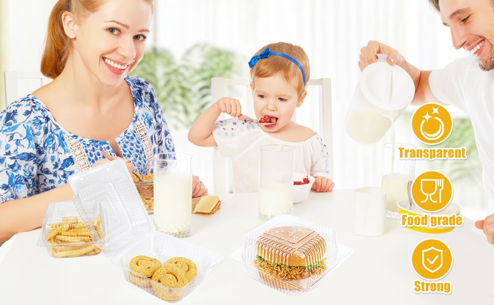 direct bulk orders 100 pack 5 x 5 inch clear plastic disposable clamshell container,hinged take out clamshell dessert container with lid takeout tray disposable food clamshell containers for dessert,cakes,sandwiches low-cost wholesale