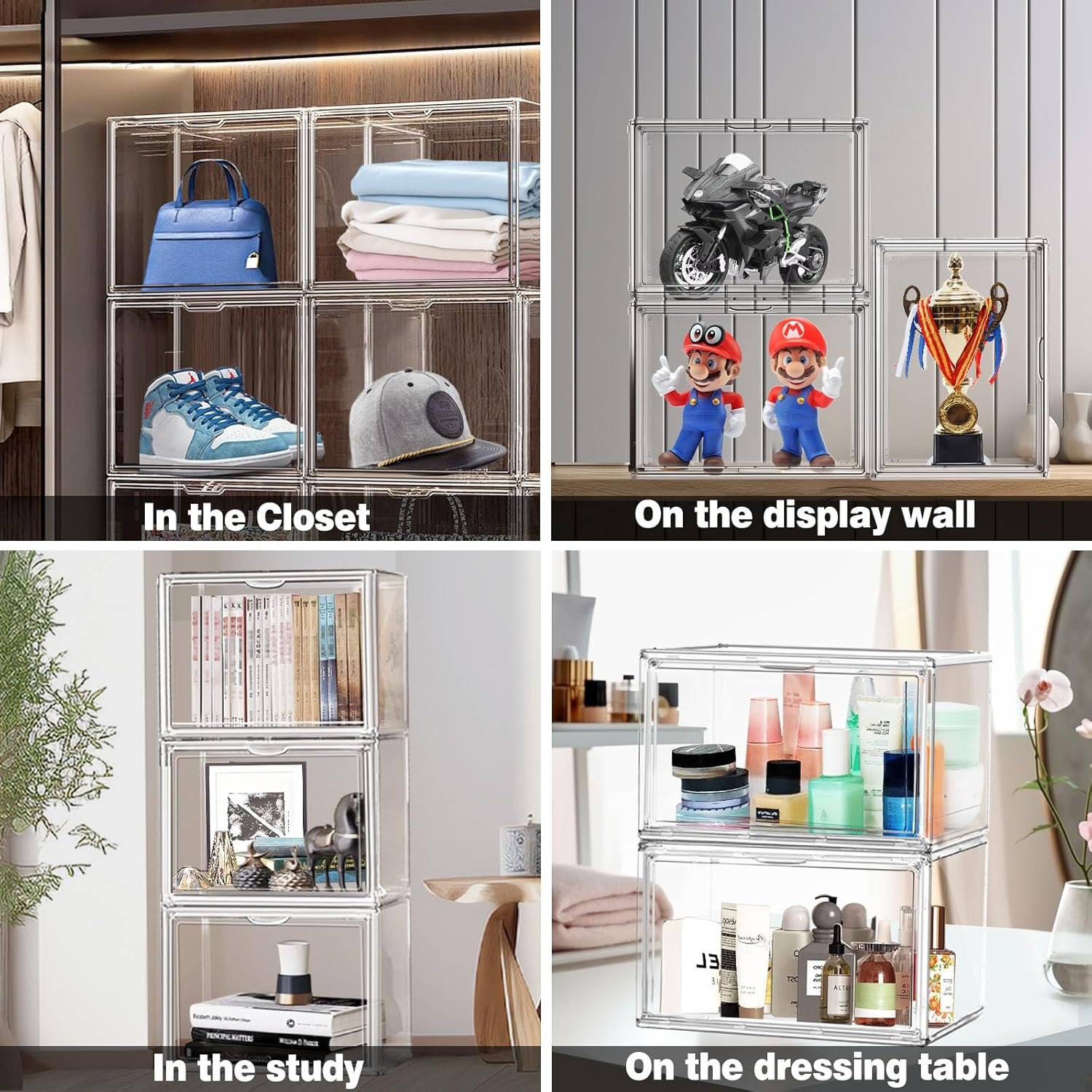 buy in bulk acrylic sneaker shoe display case transparent sneaker box shoe storage boxes clear plastic stackable boot & shoe boxes clear shoe organizer containers with lids, 1pack size 14 source from factory