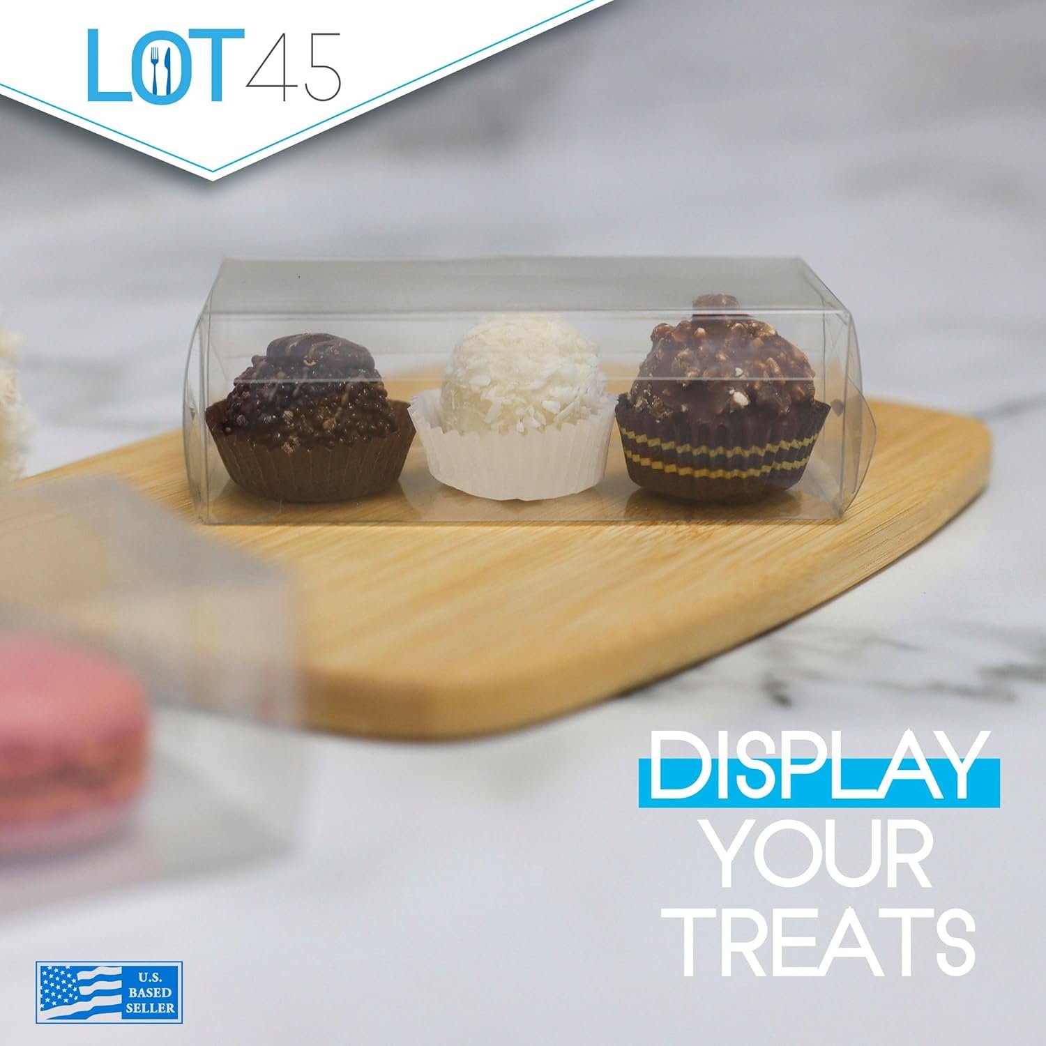 manufacturer direct lot45 macaron boxes for 2-100 pack of 4 x 2 x 1 inch clear favor boxes - side by side macaron box for wedding or party favors - plastic dessert packaging mini treat boxes for cookies and candy supplier direct