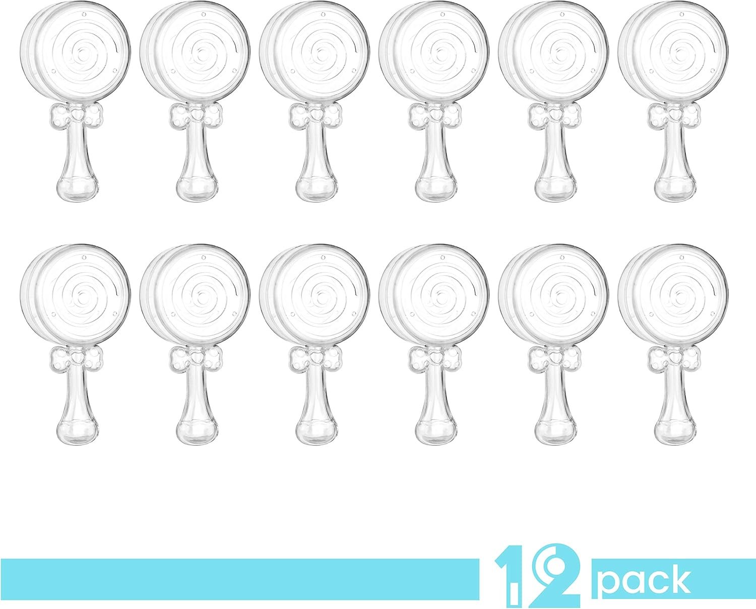 manufacturer direct hammont baby rattle shaped acrylic candy boxes - 12 pack - 4.01"x1.88"x1.07" - perfect for weddings, birthdays, party favors and gifts | designer cute clear lucite plastic treat containers supplier direct