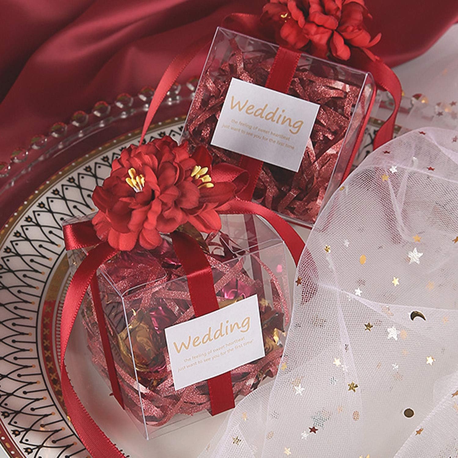 manufacturer direct coobbar clear candy gift box,12 pack clear pvc plastic boxes gift boxes for party favors, wedding, birthday presents, candy, cupcakes, jewelry,christmas gift packing (6 x 6 x 6 inches) supplier direct