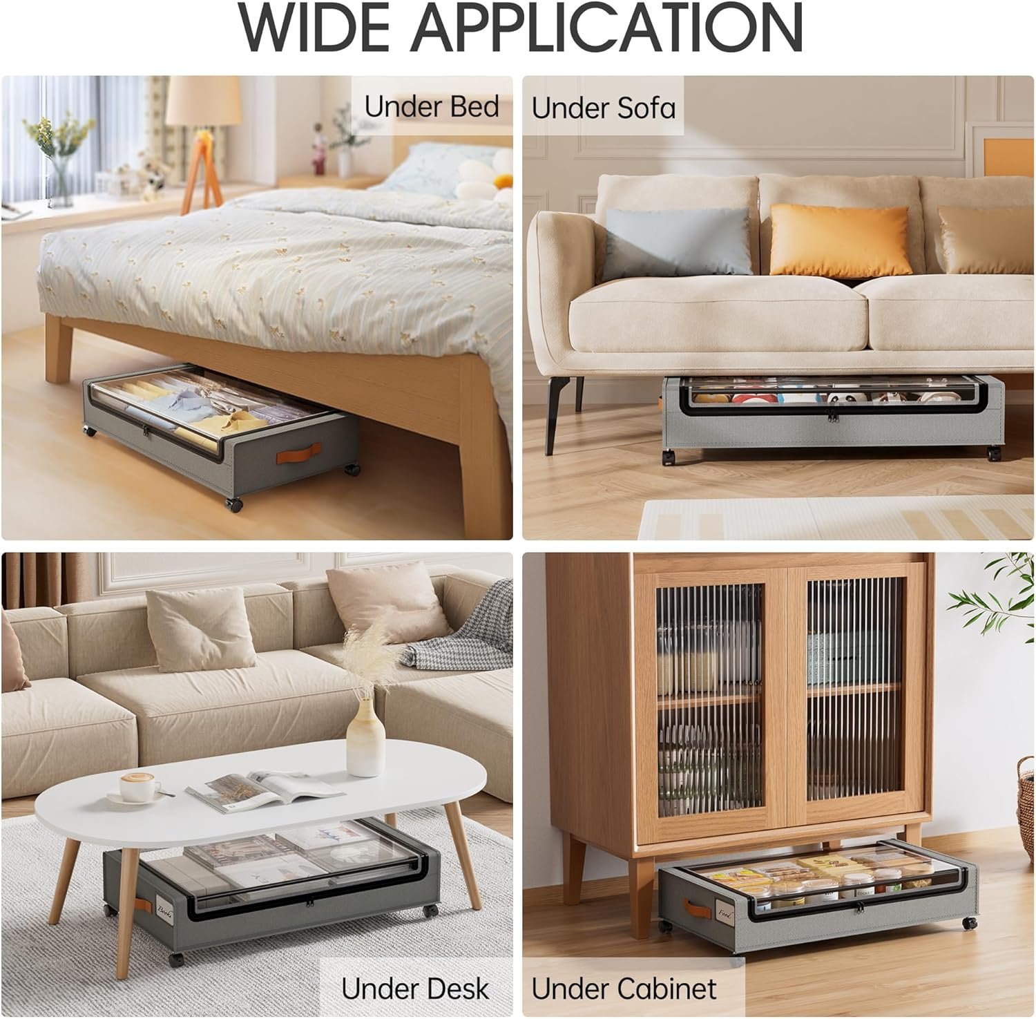 factory direct yecaye under bed storage with wheels, 2 pack under bed storage containers, large under bed rolling storage with clear window & label, bedroom storage organizer for clothes, shoes,toys, books, blankets oem/odm services