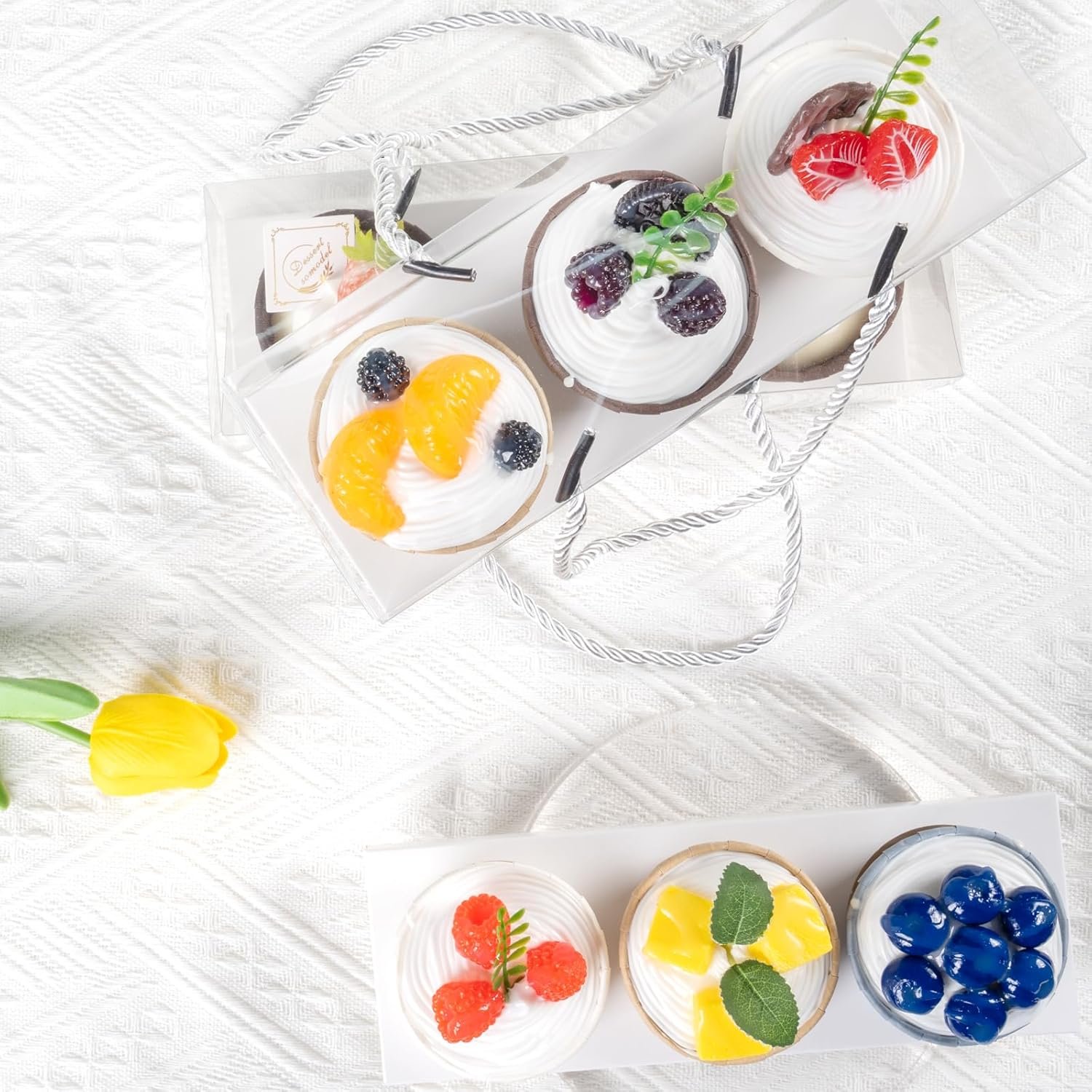 manufacturer direct 20pcs clear cupcake boxes with handle cupcake container mini cupcake container transparent bakery cake boxes plastic cake carrier baked dessert box for wedding party favor white (9 x 3 x 3 inch) supplier direct