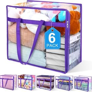 factory direct budding joy 6 pack clear zippered storage bags for clothes,40l closet organizers and storage containers vinyl moving bag for bedding, linen, blankets, comforters, clothing & toys oem/odm services