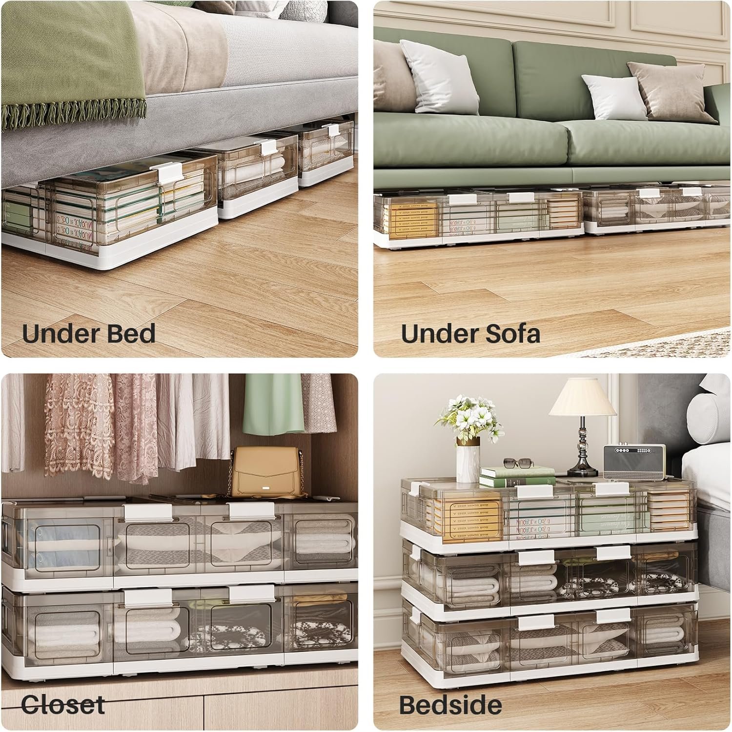 factory direct kitstorack clear plastic under bed storage containers bins with lids and 8 pre-installed wheels,37.8 qt,foldable flat under bed organizer boxes for clothes shoes clothing bedroom,large,1 pack oem/odm services