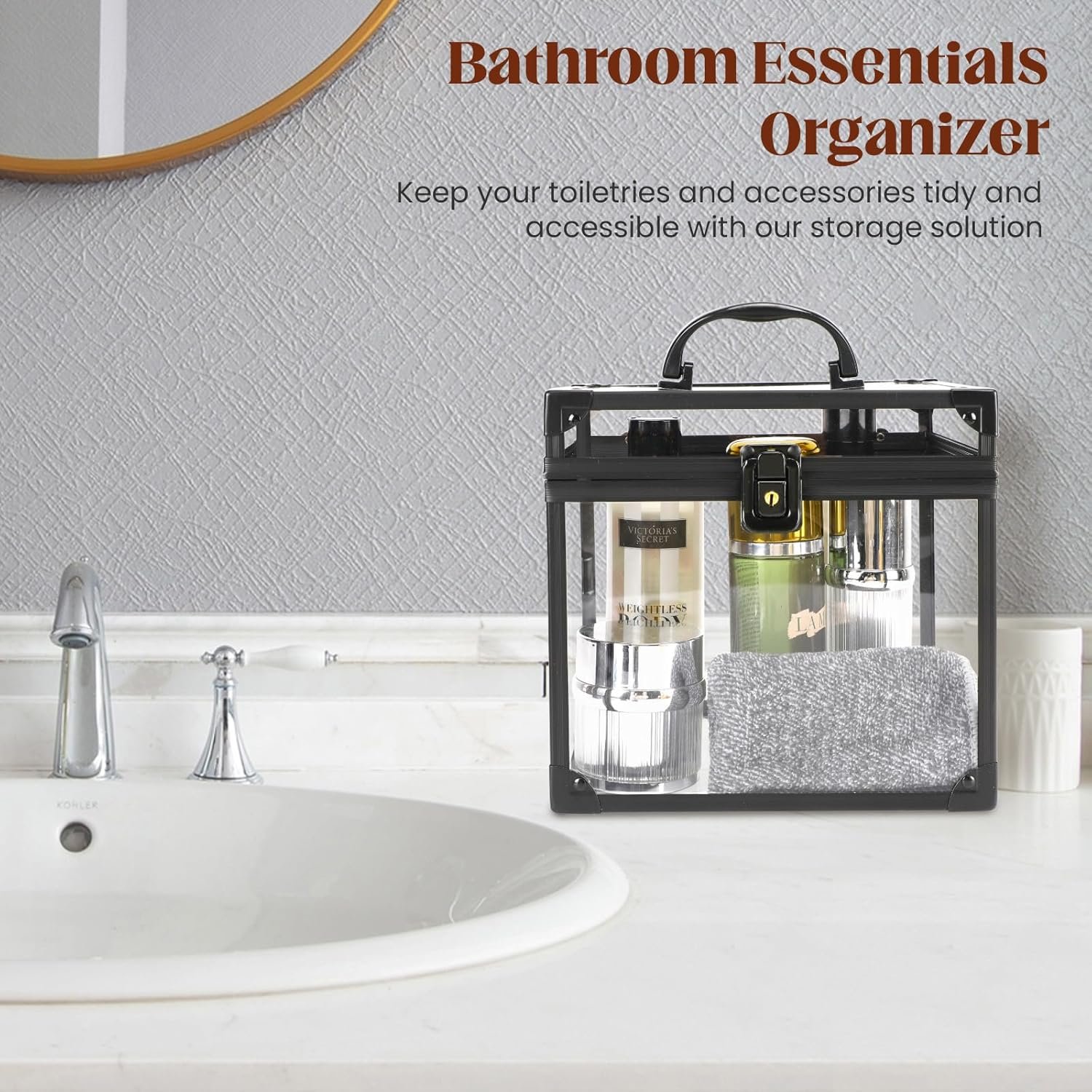 buy in bulk crown box, clear makeup case,cosmetic organizer, large capacity transparent acrylic artists display case for vanity,bathroom counter or dresser source from factory