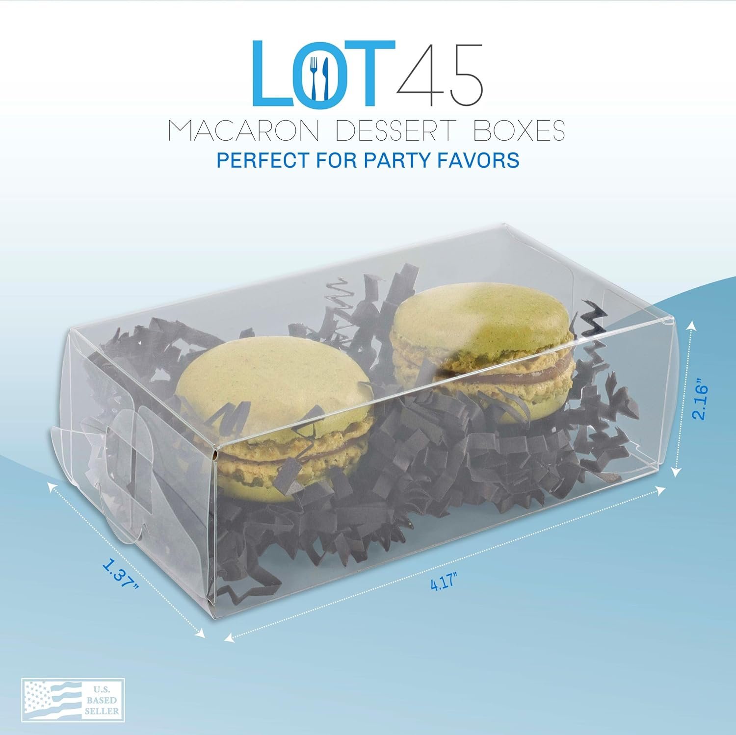 manufacturer direct lot45 macaron boxes for 2-100 pack of 4 x 2 x 1 inch clear favor boxes - side by side macaron box for wedding or party favors - plastic dessert packaging mini treat boxes for cookies and candy supplier direct