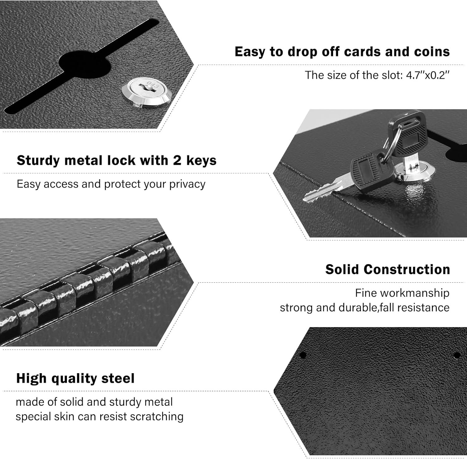 buy in bulk xydled suggestion box with key lock acrylic sign holder, metal donation ballot drop box with slot tip jar for office, fundraising, church, school,8.9''x7.1''x6.3'', black source from factory