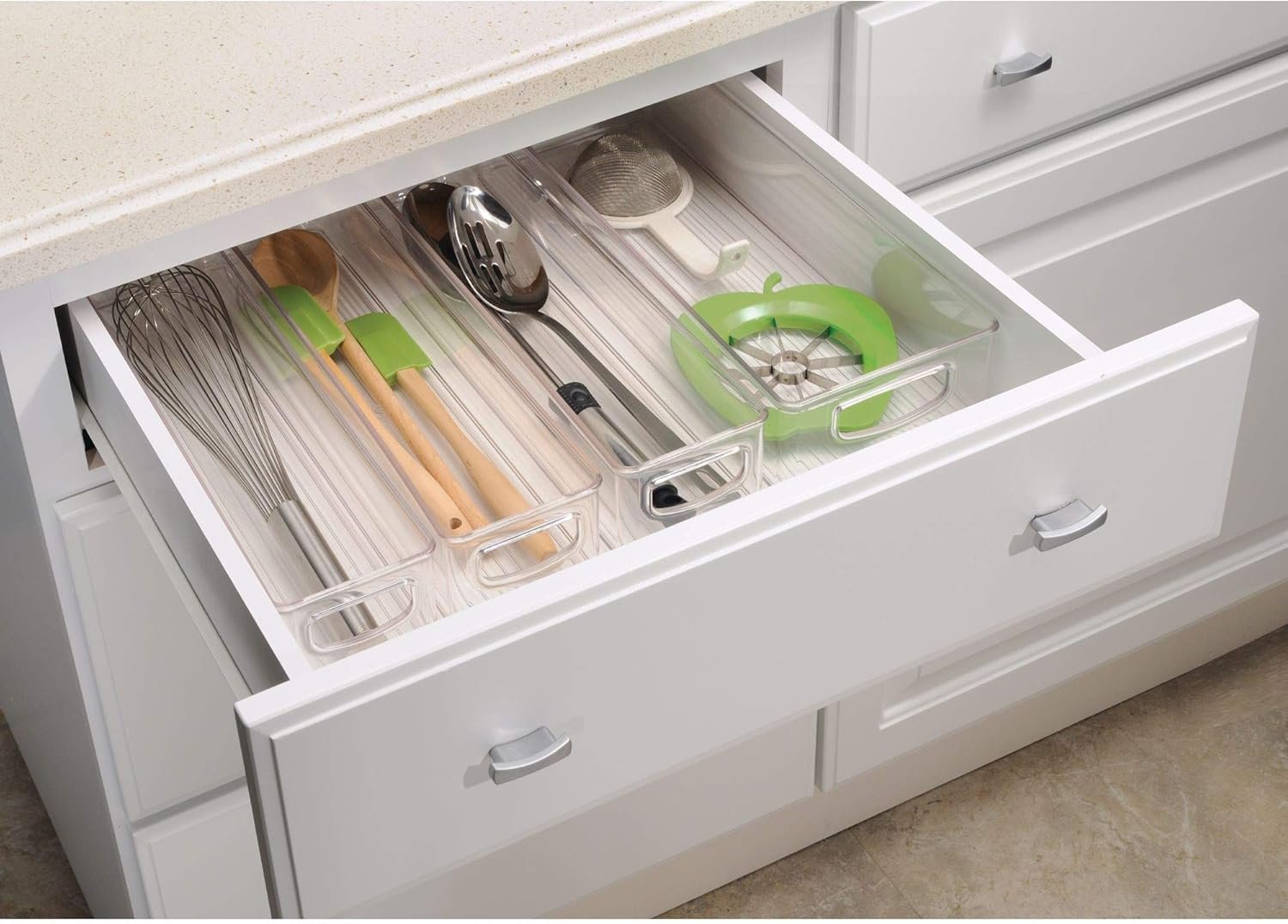 factory direct idesign bpa-free plastic pantry and kitchen storage, freezer and fridge organizer bin with easy grip handles – 16" x 4" x 3", clear oem/odm services