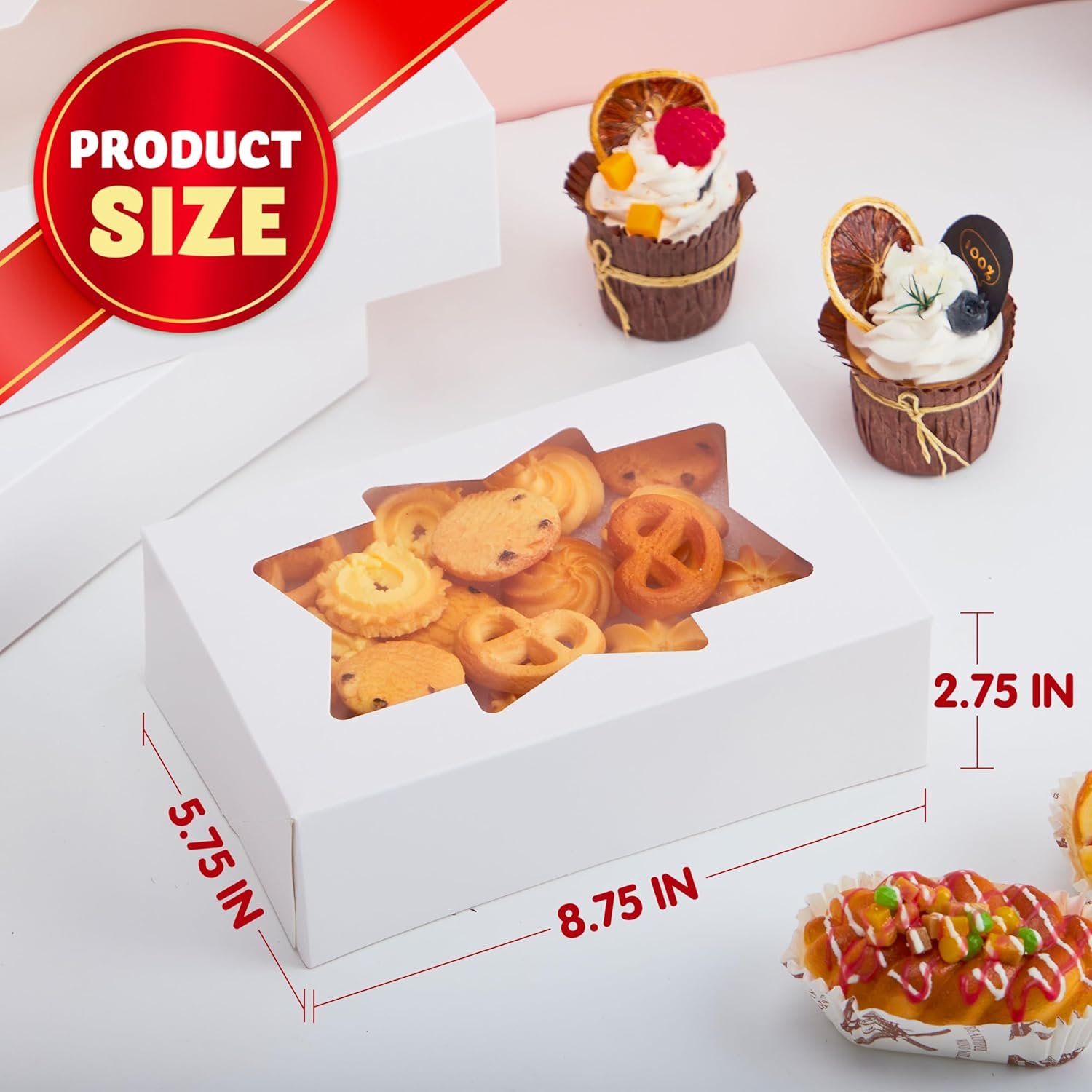 manufacturer direct joyin 36 pcs christmas cookie boxes, plain white treat boxes with window 8.75" x 5.75" x 2.75" bakery gift wrapping box for xmas holiday party favor pastries, cupcakes, cookies, donuts gift-giving supplier direct