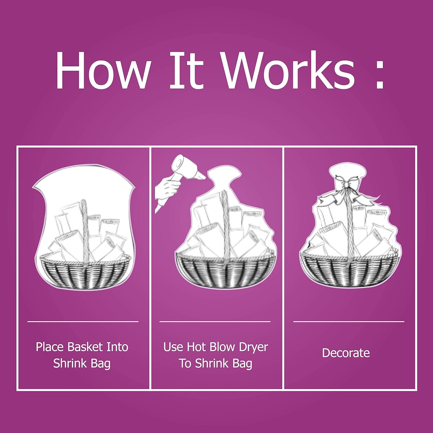 trade price purple q crafts jumbo shrink wrap 40"x50" 5 pack basket bags for gift baskets clear cellophane pvc shrink bags… wholesale supplier