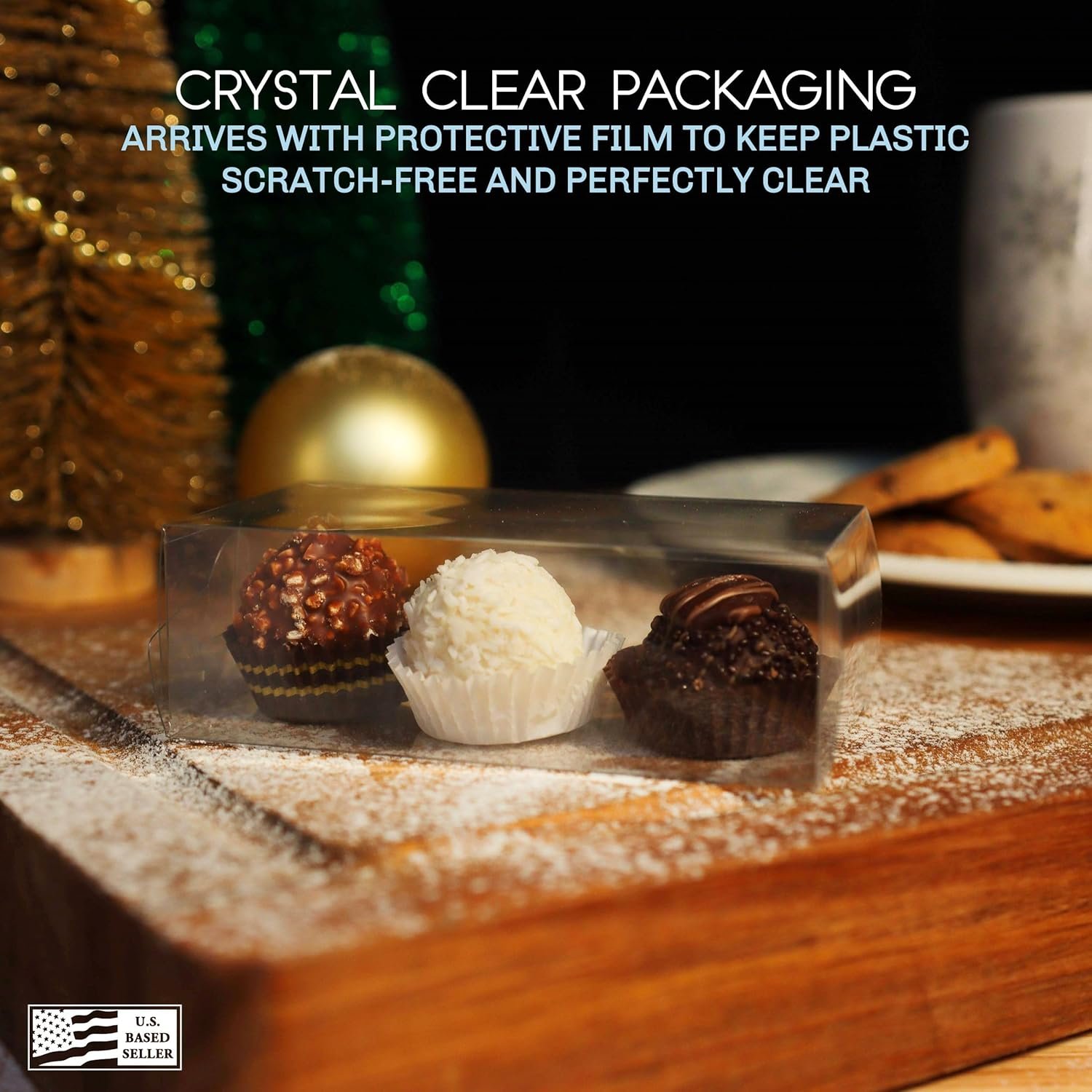 manufacturer direct lot45 macaron boxes for 2-100 pack of 4 x 2 x 1 inch clear favor boxes - side by side macaron box for wedding or party favors - plastic dessert packaging mini treat boxes for cookies and candy supplier direct