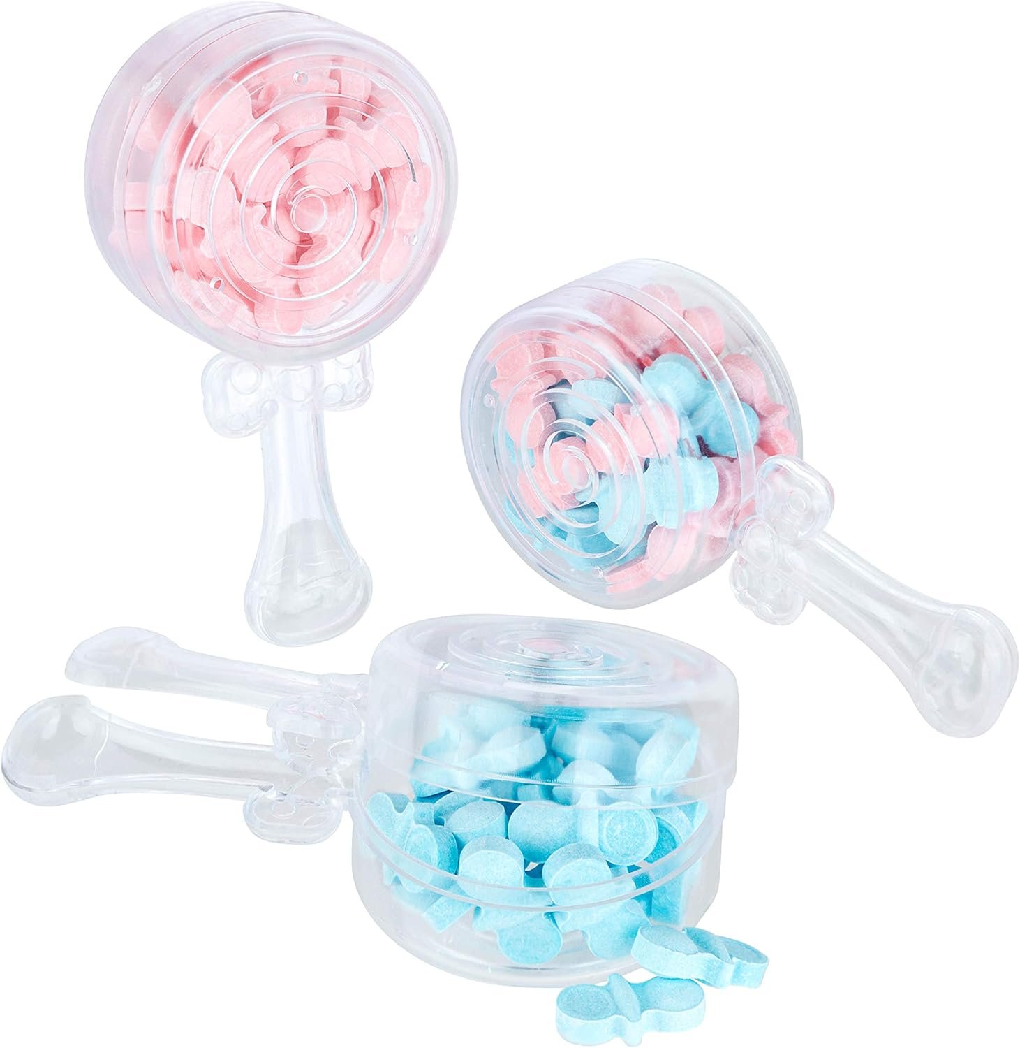 manufacturer direct hammont baby rattle shaped acrylic candy boxes - 12 pack - 4.01"x1.88"x1.07" - perfect for weddings, birthdays, party favors and gifts | designer cute clear lucite plastic treat containers supplier direct