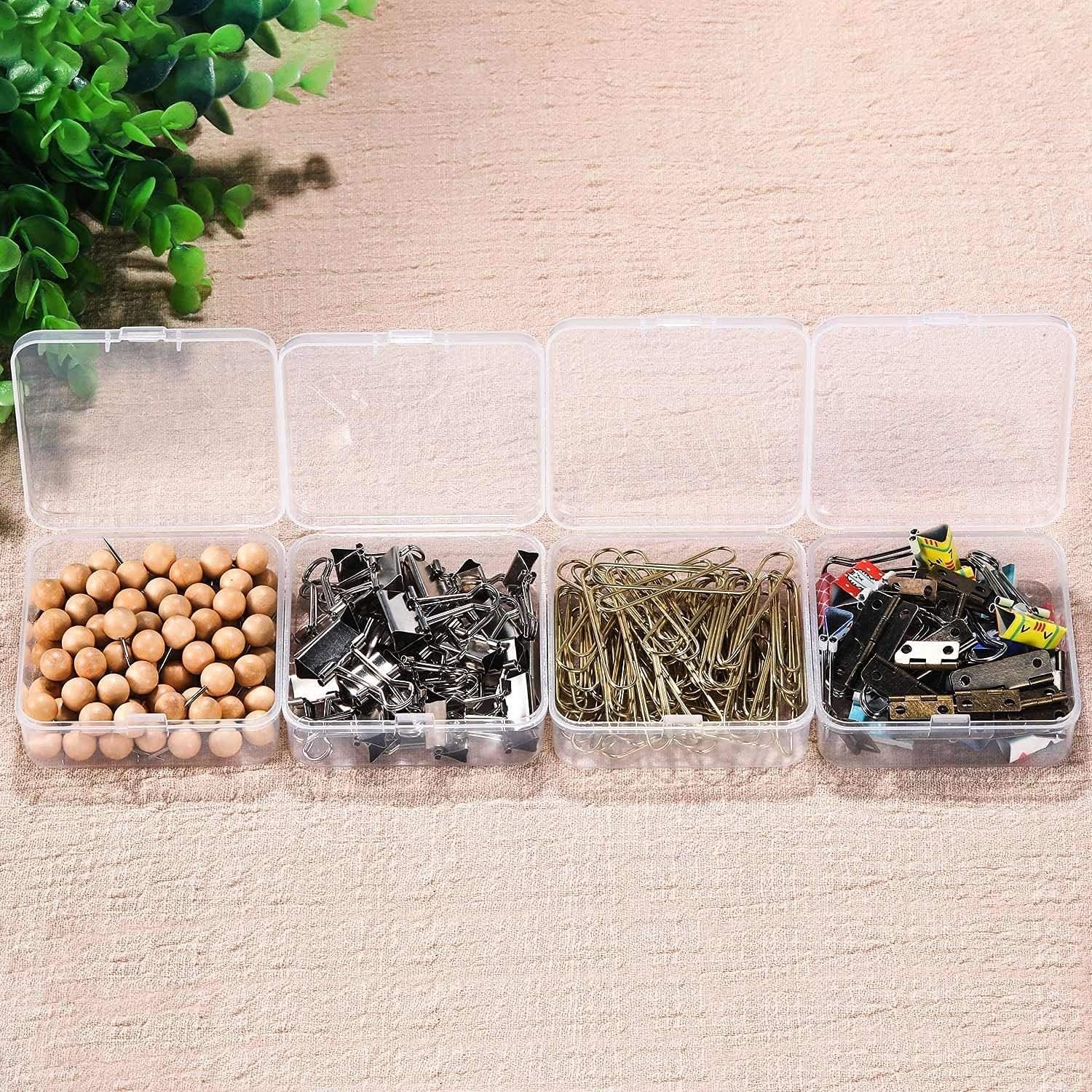 factory direct satinior 12 pack clear plastic beads storage containers box with hinged lid for beads and more (3.70 x 3.70 x 1.18 inch) oem/odm services