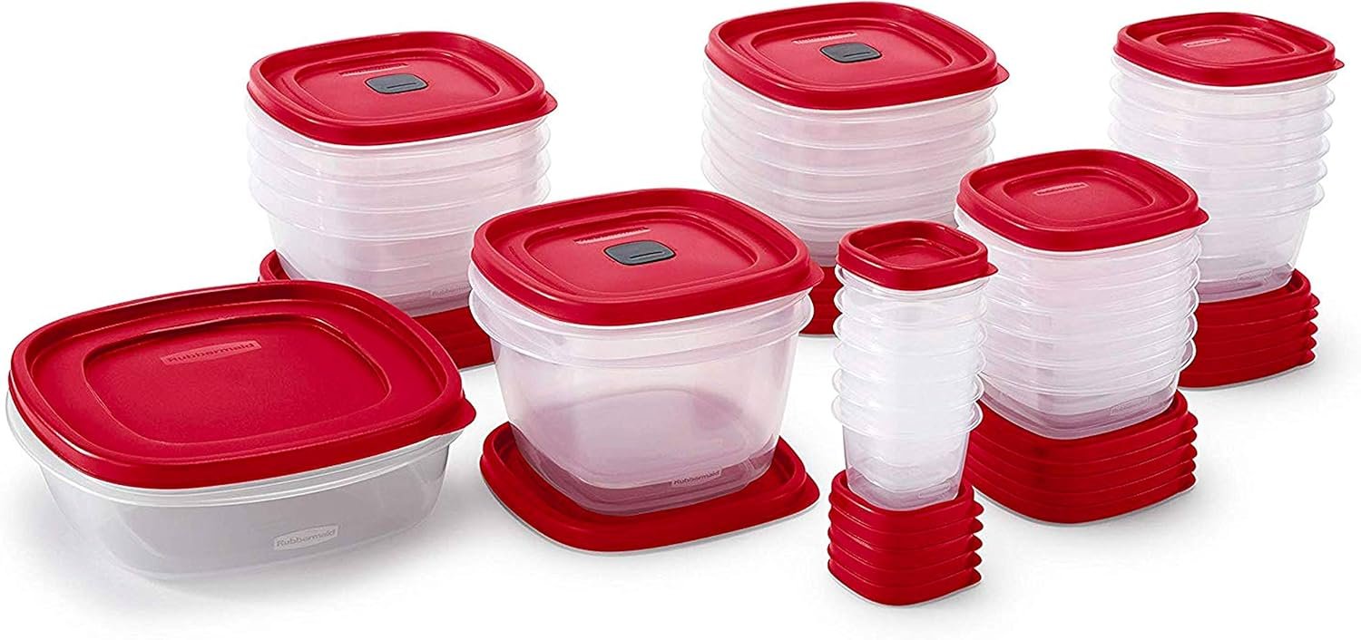 factory direct rubbermaid 60-piece food storage containers with lids, microwave and dishwasher safe, red color, ideal for meal prep and pantry storage oem/odm services