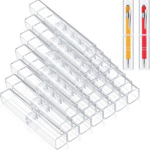 trade price pen gift boxes, acrylic pen cases plastic pen storage plastic pencil box plastic pen case transparent pen container for student school office supply(40 pieces) wholesale supplier