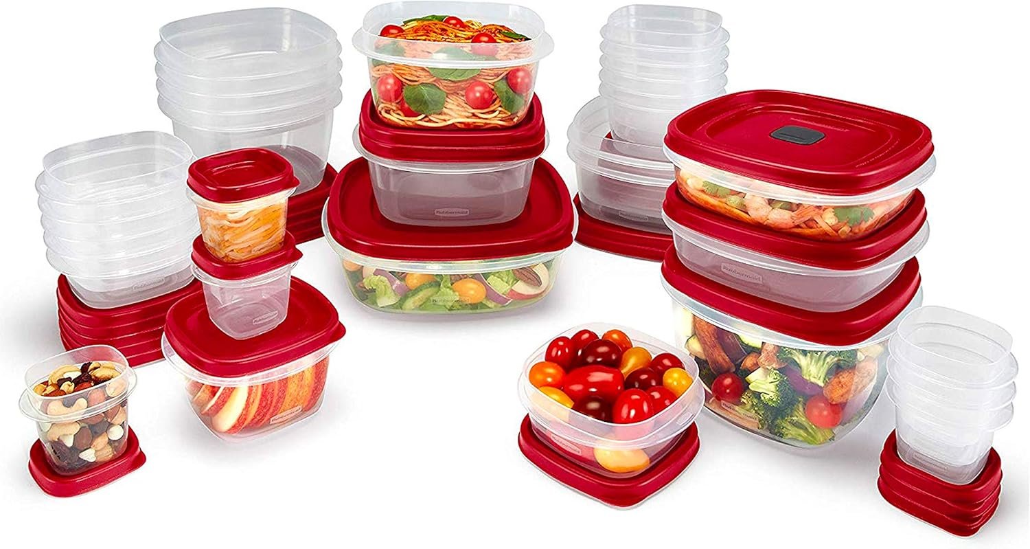 factory direct rubbermaid 60-piece food storage containers with lids, microwave and dishwasher safe, red color, ideal for meal prep and pantry storage oem/odm services
