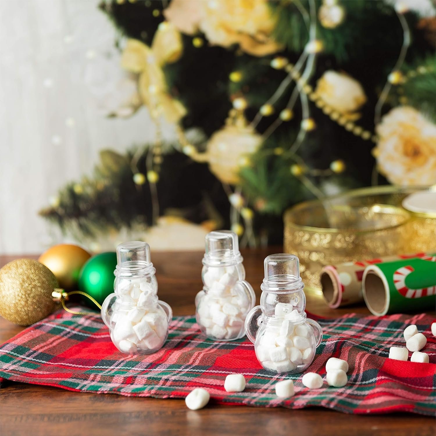 manufacturer direct hammont snowman shaped acrylic candy boxes - 12 pack - 1.57"x3.54" - perfect for weddings, birthdays, party favors and gifts | designer cute clear lucite plastic treat containers supplier direct