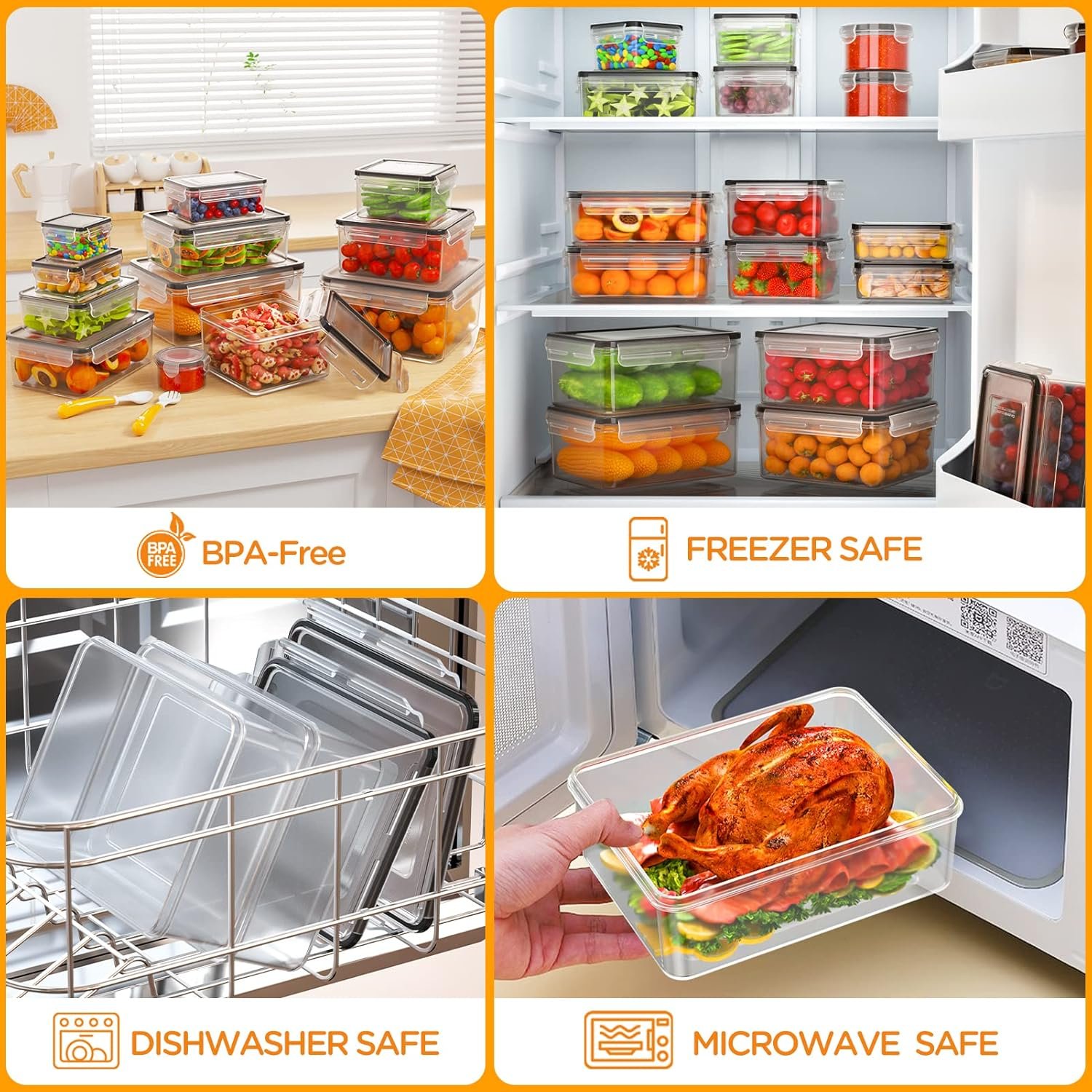 direct bulk orders 52 piece airtight food storage containers set with lids (26 containers & 26 lids),100% leakproof plastic meal prep container reusable, bpa free kitchen and pantry organization - labels & pen low-cost wholesale